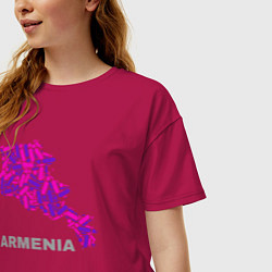 Футболка оверсайз женская Карта - Армения, цвет: маджента — фото 2