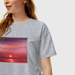 Футболка оверсайз женская Сочный закат на море, цвет: меланж — фото 2