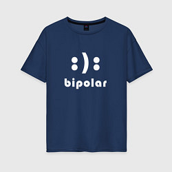 Футболка оверсайз женская Bipolar Биполяр Расстройство, цвет: тёмно-синий