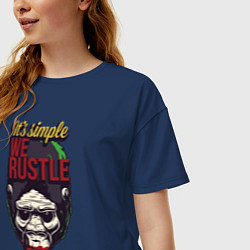 Футболка оверсайз женская Обезьяна с красными губами, цвет: тёмно-синий — фото 2