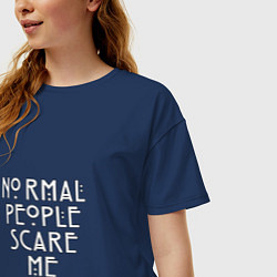 Футболка оверсайз женская Normal people scare me аиу, цвет: тёмно-синий — фото 2