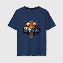 Футболка оверсайз женская Scary Tiger, цвет: тёмно-синий