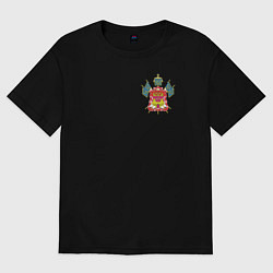 Футболка оверсайз женская Кубанское Казачье Войско с эмблемой, цвет: черный