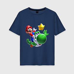 Футболка оверсайз женская Mario&Yoshi, цвет: тёмно-синий