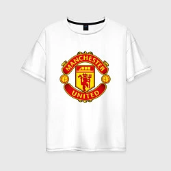 Футболка оверсайз женская Манчестер Юнайтед логотип, цвет: белый