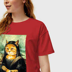 Футболка оверсайз женская Мона киса, цвет: красный — фото 2