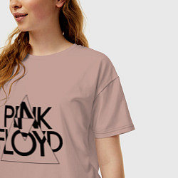 Футболка оверсайз женская PINK FLOYD LOGO ПИНК ФЛОЙД, цвет: пыльно-розовый — фото 2