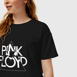 Футболка оверсайз женская PINK FLOYD LOGO ПИНК ФЛОЙД ЛОГОТИП, цвет: черный — фото 2