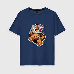 Футболка оверсайз женская Tiger Man, цвет: тёмно-синий