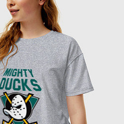 Футболка оверсайз женская Анахайм Дакс, Mighty Ducks, цвет: меланж — фото 2