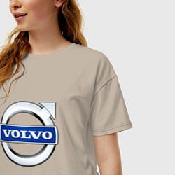 Футболка оверсайз женская Volvo, логотип, цвет: миндальный — фото 2