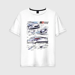 Футболка оверсайз женская Toyota Gazoo Racing sketch, цвет: белый
