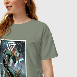 Футболка оверсайз женская Ёрмунганд Морской змей, цвет: авокадо — фото 2