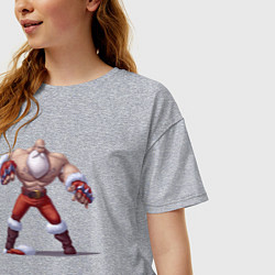 Футболка оверсайз женская Santa Klaus - очень крут!, цвет: меланж — фото 2