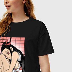 Футболка оверсайз женская Очаровательная Незуко, цвет: черный — фото 2