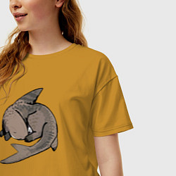 Футболка оверсайз женская Спящая акула, цвет: горчичный — фото 2