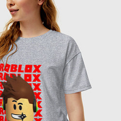 Футболка оверсайз женская ROBLOX RED LOGO LEGO FACE, цвет: меланж — фото 2