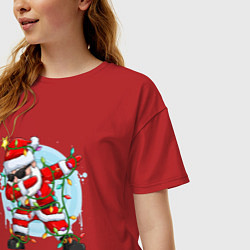 Футболка оверсайз женская DAB SANTA CLAUS В ГЕРЛЯНДЕ, цвет: красный — фото 2