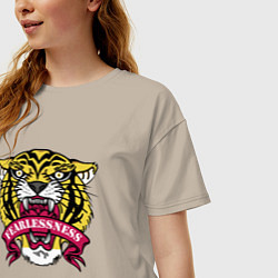 Футболка оверсайз женская Бесстрашный гордый тигр, цвет: миндальный — фото 2