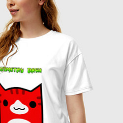 Футболка оверсайз женская Geometry Dash: Cat Skin, цвет: белый — фото 2