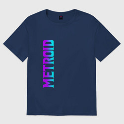 Футболка оверсайз женская Neon Logo Metroid Dread, цвет: тёмно-синий