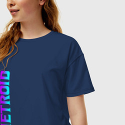 Футболка оверсайз женская Neon Logo Metroid Dread, цвет: тёмно-синий — фото 2