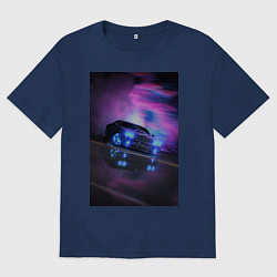 Женская футболка оверсайз Авто в неоне