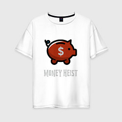 Футболка оверсайз женская Money Heist Pig, цвет: белый