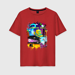 Футболка оверсайз женская Geometry Dash: Pixel Logo, цвет: красный