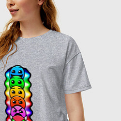 Футболка оверсайз женская Geometry Dash: Smiles, цвет: меланж — фото 2