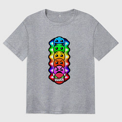 Футболка оверсайз женская Geometry Dash: Smiles, цвет: меланж