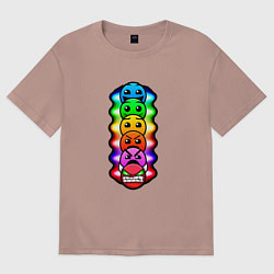 Футболка оверсайз женская Geometry Dash: Smiles, цвет: пыльно-розовый