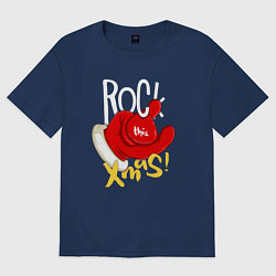 Футболка оверсайз женская Red mittens Rock this xmas, цвет: тёмно-синий