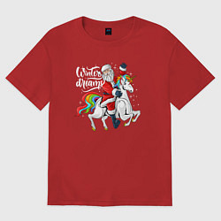 Футболка оверсайз женская Winter dreams Magic Santa, цвет: красный