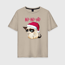 Футболка оверсайз женская Ugly cat Ho-Ho-No, цвет: миндальный