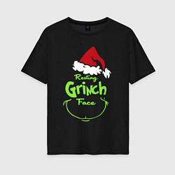 Футболка оверсайз женская Resting Grinch Face, цвет: черный