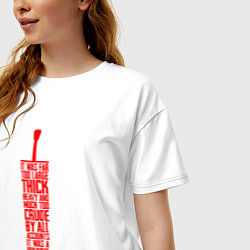 Футболка оверсайз женская БЕРСЕРК КРАСНЫЙ МЕЧ С НАДПИСЬЮ BERSERK SWORD, цвет: белый — фото 2