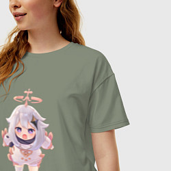 Футболка оверсайз женская Паймон ругается, цвет: авокадо — фото 2