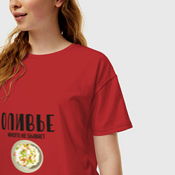 Футболка оверсайз женская ОЛИВЬЕ не бывает много, цвет: красный — фото 2