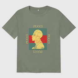 Футболка оверсайз женская PUCCI GOLD ПУЧЧИ ЗОЛОТО, цвет: авокадо