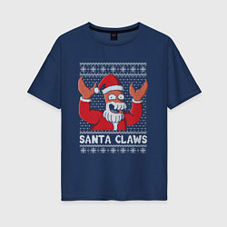 Футболка оверсайз женская ЗОЙДБЕРГ КЛАУС, SANTA CLAWS ФУТУРАМА, цвет: тёмно-синий