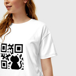 Футболка оверсайз женская CAT QR CODE, цвет: белый — фото 2