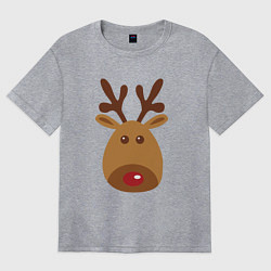 Футболка оверсайз женская Олень 2022, цвет: меланж