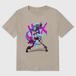 Футболка оверсайз женская LOL JINX БРЫЗГИ КРАСОК, цвет: миндальный
