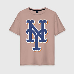 Футболка оверсайз женская New York Mets - baseball team, цвет: пыльно-розовый