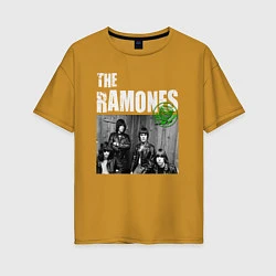 Футболка оверсайз женская The Ramones Рамоунз, цвет: горчичный