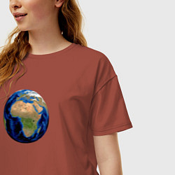 Футболка оверсайз женская Планета солнечной системы земля, цвет: кирпичный — фото 2