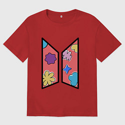 Футболка оверсайз женская BTS Permission To Dance КОНФЕТКИ, цвет: красный