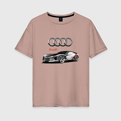 Футболка оверсайз женская Ауди - автоспорт концепт эскиз, цвет: пыльно-розовый