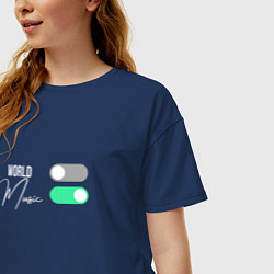 Футболка оверсайз женская All I need is music, цвет: тёмно-синий — фото 2